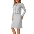 thumbnail image 4 of Pijamas de mujer INSPIRE CHIC con shrug, tirantes de espagueti, escote en V, vestido de noche hasta la rodilla, talla XL, gris, 4 of 6