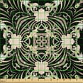 thumbnail image 2 of Ambesonne Floral Fabric by the Yard Microfiber, Flower Leaf Stripe Pattern, 1 Yard, Dark Brown Pale Taupe, 2 of 2