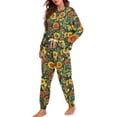 thumbnail image 2 of SCRAWLGOD Sunflower Pajamas Women Long Sleeve 2 Piece Sets for Women Pj Lounge Set Size Medium Crewneck Ladies Pjs Comfortable Women Sleepwear Soft, 2 of 7