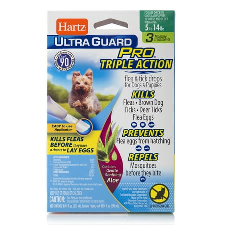 Hartz UltraGuard Pro with Aloe Flea and Tick Drops for Dogs 5-14LBS, 3 Monthly