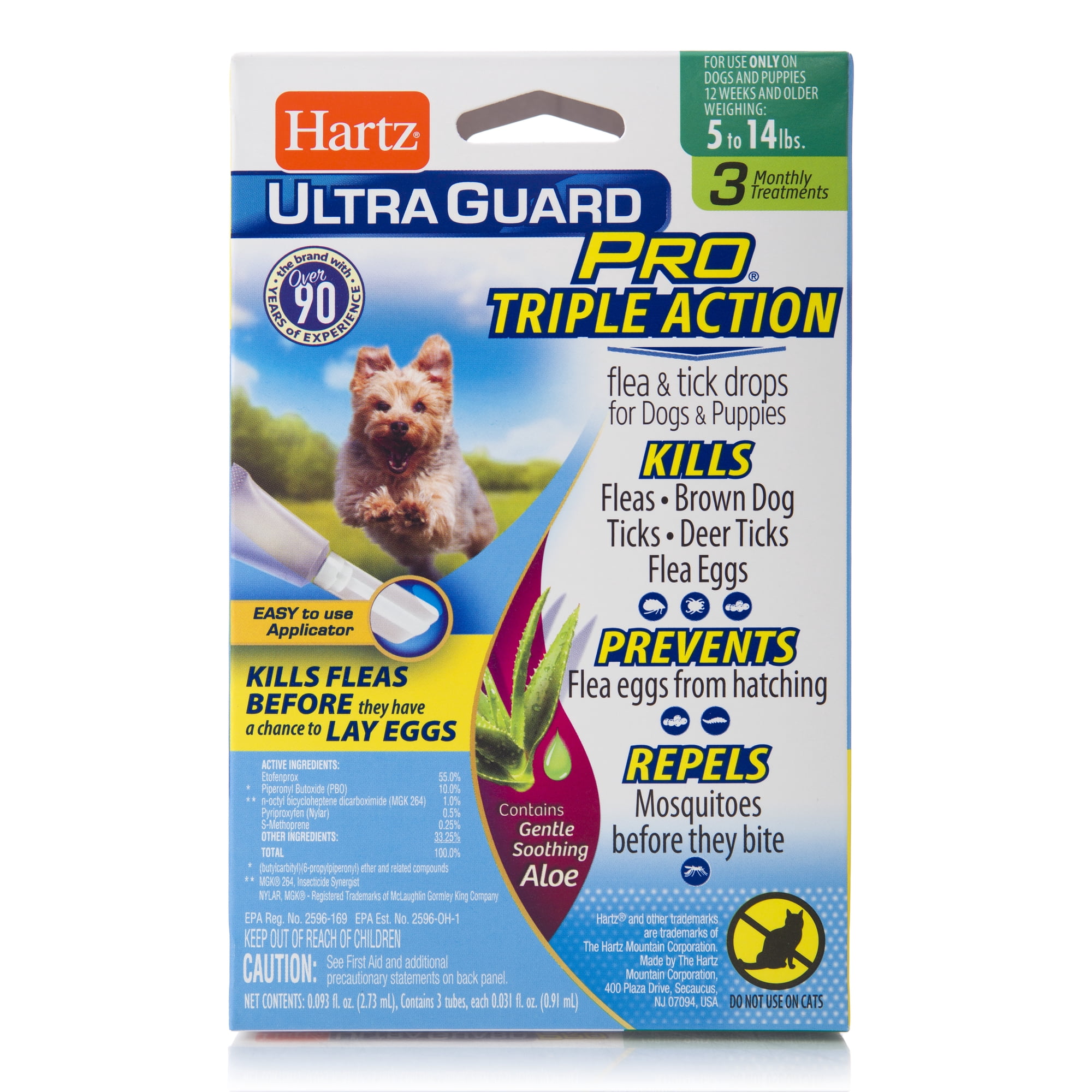 Hartz UltraGuard Pro with Aloe Flea & Tick Drops for Dogs 5-14 lbs, 3 Monthly Treatments