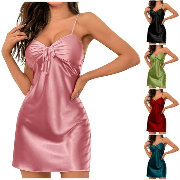 Elainilye Fashion Women's Sleepwear Casual Sleeveless V Neck Dress Homewear Slip Short Sleeshirts Nighties Pajamas,Green