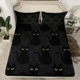 thumbnail image 2 of Manfei Black Cat Lover Bed Sheets for Kid, Kawaii Cartoon Kitten King Sheets, Cute Animal Sheet Set, Super Cozy Room Decor, 4-Piece, 2 of 7