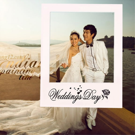 GOOHOCHY White Paper Photo Frame DIY Wedding Day Photo Props Creative Wedding Decoration for Parties Size 1 Count