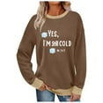 thumbnail image 3 of XPMWRP Women's Crewneck Long Sleeve Loose Sweatshirts Vintage Funny Letter Printed Fashionable Casual Pullovers Tops Brown XL, 3 of 7