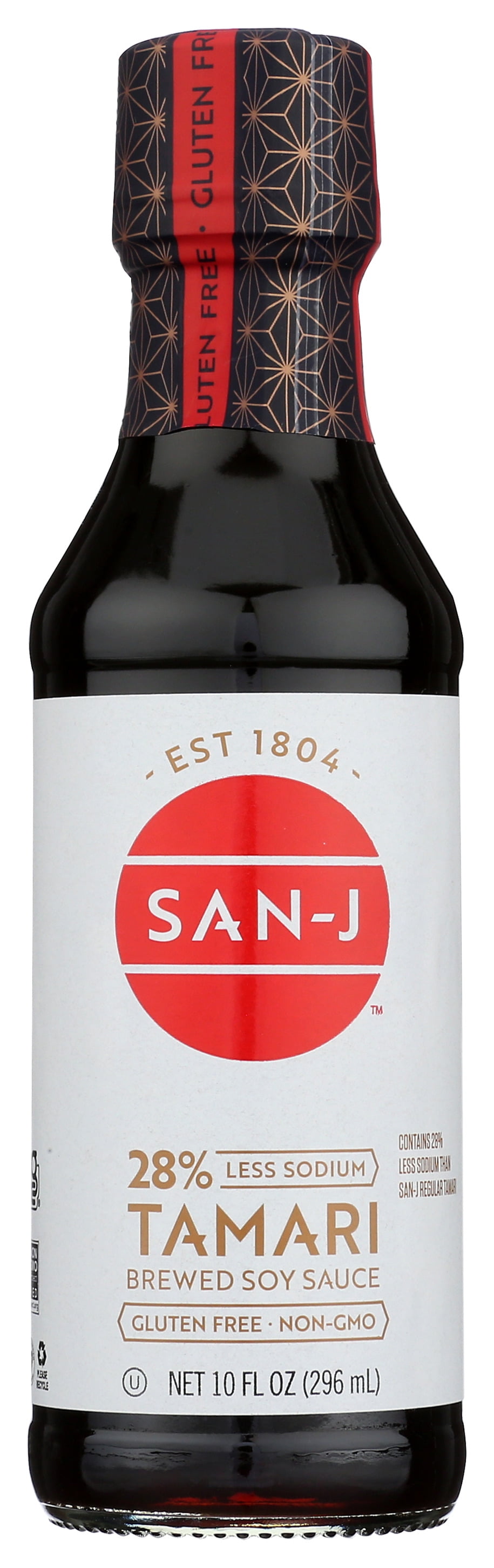 (3 pack) San-J Tamari Gluten Free Soy Sauce Reduced Sodium, 10.0 Fl oz., in a glass bottle
