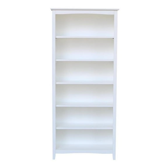 Bowery Hill Shaker Solid Parawood  Bookcase - 72"H in White Finish