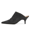 thumbnail image 2 of YDN Women Sexy Kitten Low Heel Mules Pumps Pointed Closed Toe Loafers Backless Slip On Sandals Suede Comfort Shoes Size 5.5 Black, 2 of 4