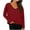 Red, variant on Womens Long Sleeve V Neck T Shirts Solid Color Casual Flowy Shirt Spring Fall Fashion Loose Fit Basic Tees Tops
