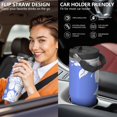 thumbnail image 5 of Floral 30oz Handheld Travel Tumbler with Handle – Double Wall Stainless Steel Insulated Cup, Flip Straw Lid, Leak-Proof & BPA-Free, Durable Hot & Cold Drink Mug,Thanksgiving, Xmas, Spring ,Flower, 5 of 6