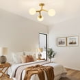 thumbnail image 4 of 3-Light Gold Modern Chandelier Glass Semi Flush Mount Ceiling Light with Globe Milky Frosted Glass Shade E12 Sputnik Ceiling Light for Kitchen Hallway Light Fixture, 4 of 9