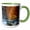 Green/White, variant on 3drose, Usa, Utah, Zion Np. Autumn Inside the Narrows of the Virgin River., 11oz Two-tone Black Mug