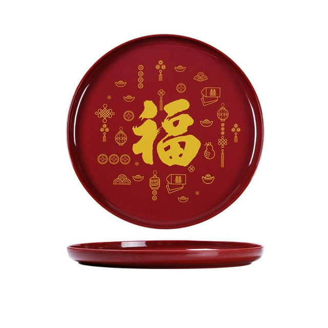 Red Large Capacity New Year Fruit Tray Plastic Exquisite Candy Storage Box Dessert Nuts Tea Table Snacks Tray A