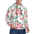 thumbnail image 2 of Picia Flamingo Flower Pattern Casual Men's Hoodie - Lightweight Hooded Sweatshirt with Kangaroo Pocket, Comfortable Pullover for Everyday, Travel-Large, 2 of 7