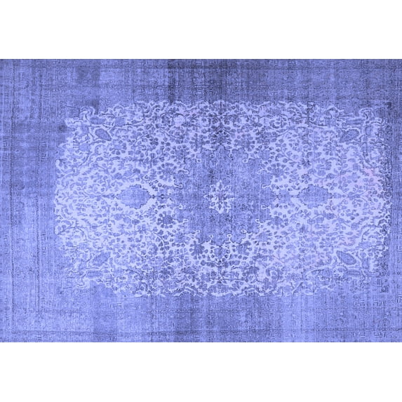 Ahgly Company Machine Washable Indoor Rectangle Medallion Blue Traditional Area Rugs, 5' x 8'