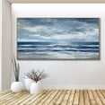 thumbnail image 5 of Large Original Minimalist Ocean Oil Painting Modern Abstract Sea Canvas Wall Art Ocean Wave Painting Custom Living Room Wall Home Decor,Unstretched,Frameless,(91*182cm)36*72lnches, 5 of 5