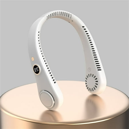 

amlbb Neck Fan Portable Clearance LED Digital Display USB Silicone Fan Silent Sports Portable Leaf Less Electric FanHanging Neck Lazy Portable Outdoor Fan