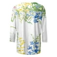 thumbnail image 5 of CYMMPU Loose Fit Round Neck Spring Tops Blouses for Women Dressy Casual 3/4 Sleeve Fall Fashion Shirts Flower Printed Tunic Tops Mother's Gift Topss Green L, 5 of 5