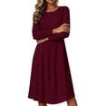 thumbnail image 4 of Omexry Work Dresses for Women Women's Fashion And Leisure Splicing Long Sleeve Round Neck Loose And Comfortable Dress, 4 of 7