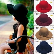 Baby Kids Girls Retro Hat Children Big Bow Holida Beach Hat Sun Hat Outdoor Caps