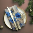 thumbnail image 3 of Bahomeck Napkins Set Of 4 Reusable Washable Square Fabric Dining Table Napkins Weddings Party Dinner Decor,18*18 Inch,Small Blue Flowers Were Painted On The Old Wooden Board, 3 of 3