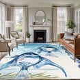 thumbnail image 2 of Area Rug 60×96in, Summer Marine Fish Flower Floor Carpet Living Room Rug, Blue Nautical Ocean Life Plant Non-Slip Welcome Mat Indoor Rugs for Bedroom Dining Room, 2 of 9