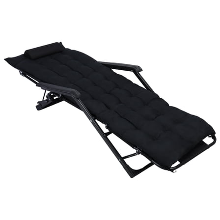 AQCW Lounge Chair, Oversized Folding Camping Cot, Adjustable 3 2 Position Adjustable Patio Chaise, Adults Reclining Folding Chaise with Pillow, Outdoor Sleeping Cot Bed, for Bedroom, Pool, Beach