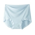 thumbnail image 3 of SGMVNU Women's High Waist Full Coverage Underwear Seamless Lightweight Thin Solid Color Stretch Breathable Briefs, Blue, Size L, 3 of 3