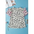 thumbnail image 2 of Stylish V-Neck Short Sleeve Blouse: Black Floral with Tiered Ruffle Detail - [ZhiHiMeRi] | (US 8-10)M, 2 of 10