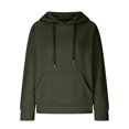 thumbnail image 6 of nerohusy Womens Hoodies Casual Long Sleeve Drawstring Waffle Pullover Tops Fall Basic Solid Hooded Sweatshirt with Pocket Army Green,XXXL, 6 of 8