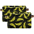 thumbnail image 2 of GZHJMY Storage Basket Bananas Black Foldable Canvas Laundry Baskets Bin Waterproof Inner Layer with Sturdy Handles for Toy Nursery Blanket Clothes 2 Pack, 2 of 7