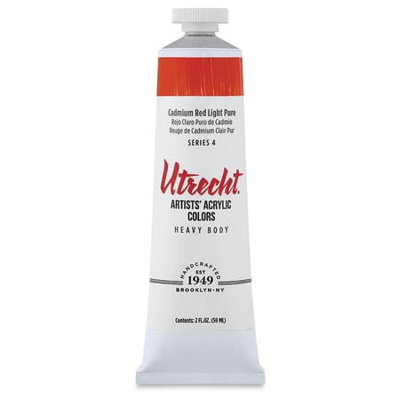 Utrecht Artists' Acrylic Paint - Cadmium Red Light, 2 oz tube