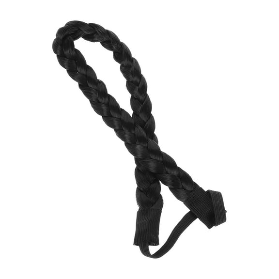 WHAMVOX 1Pcs Braid Hair Band Black Headband Wig for Photo Sessions