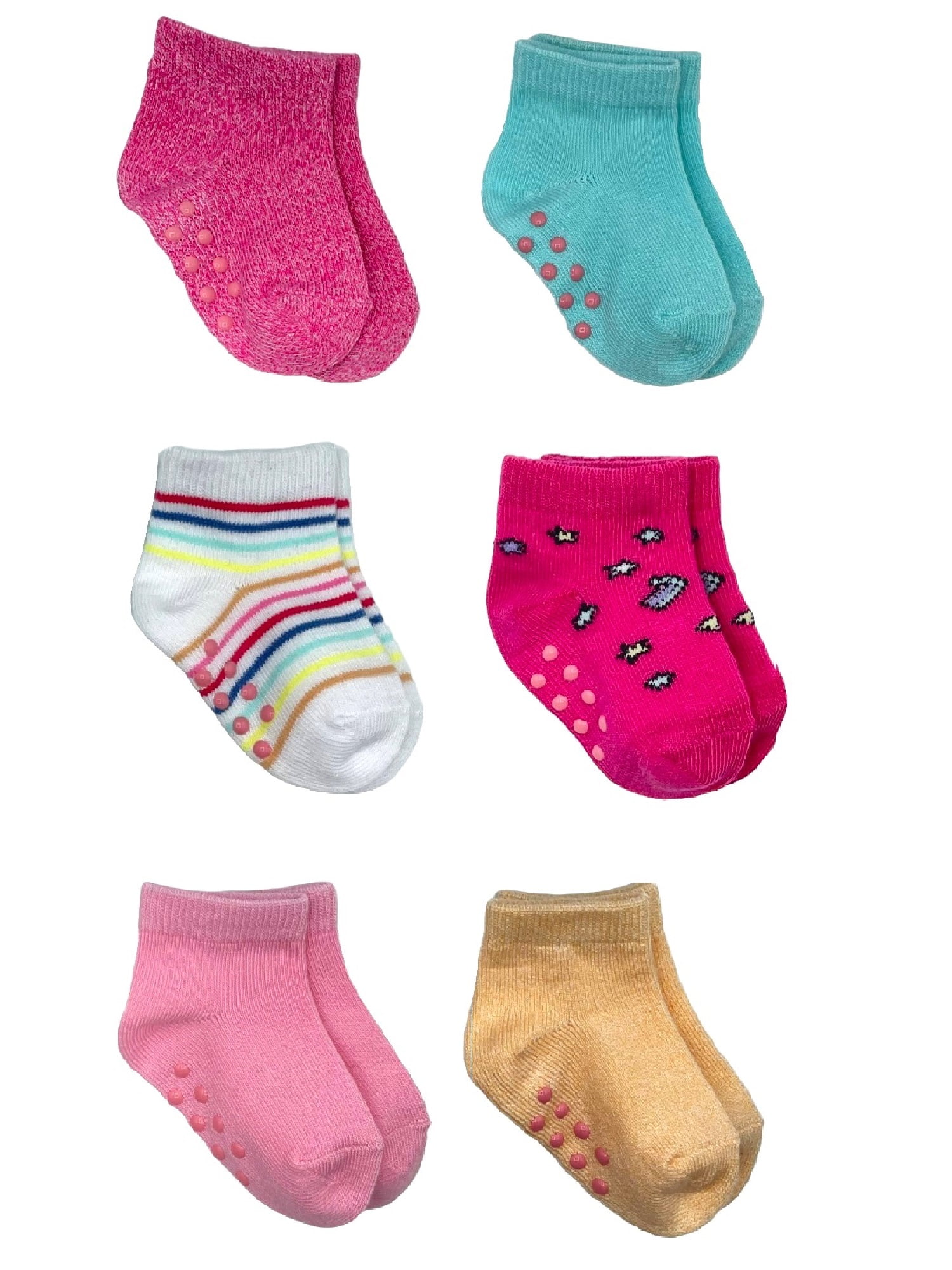 Wonder Nation Baby and Toddler Ankle Socks, 6-Pack, Sizes 0M-18M