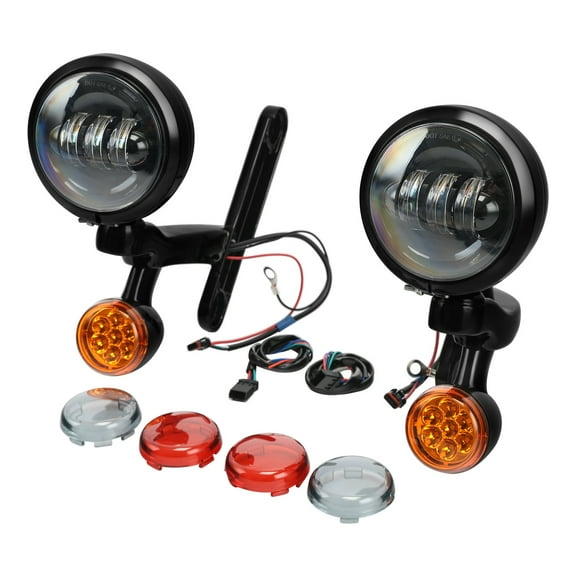 Universal LED Auxiliary Fog Lights with Turn Signals Compatible with Harley-Davidson Touring Models 1994-2023, Waterproof Spot Lights for Street Glide Motorcycles