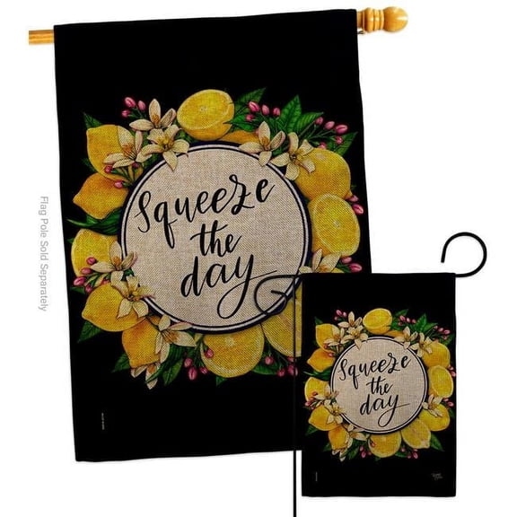 Breeze Decor S120263-DB Squeeze the Day Food Fruit 28 x 40 in. Double-Sided Decorative Vertical House Flags Set for Decoration Banner Garden Yard Gift