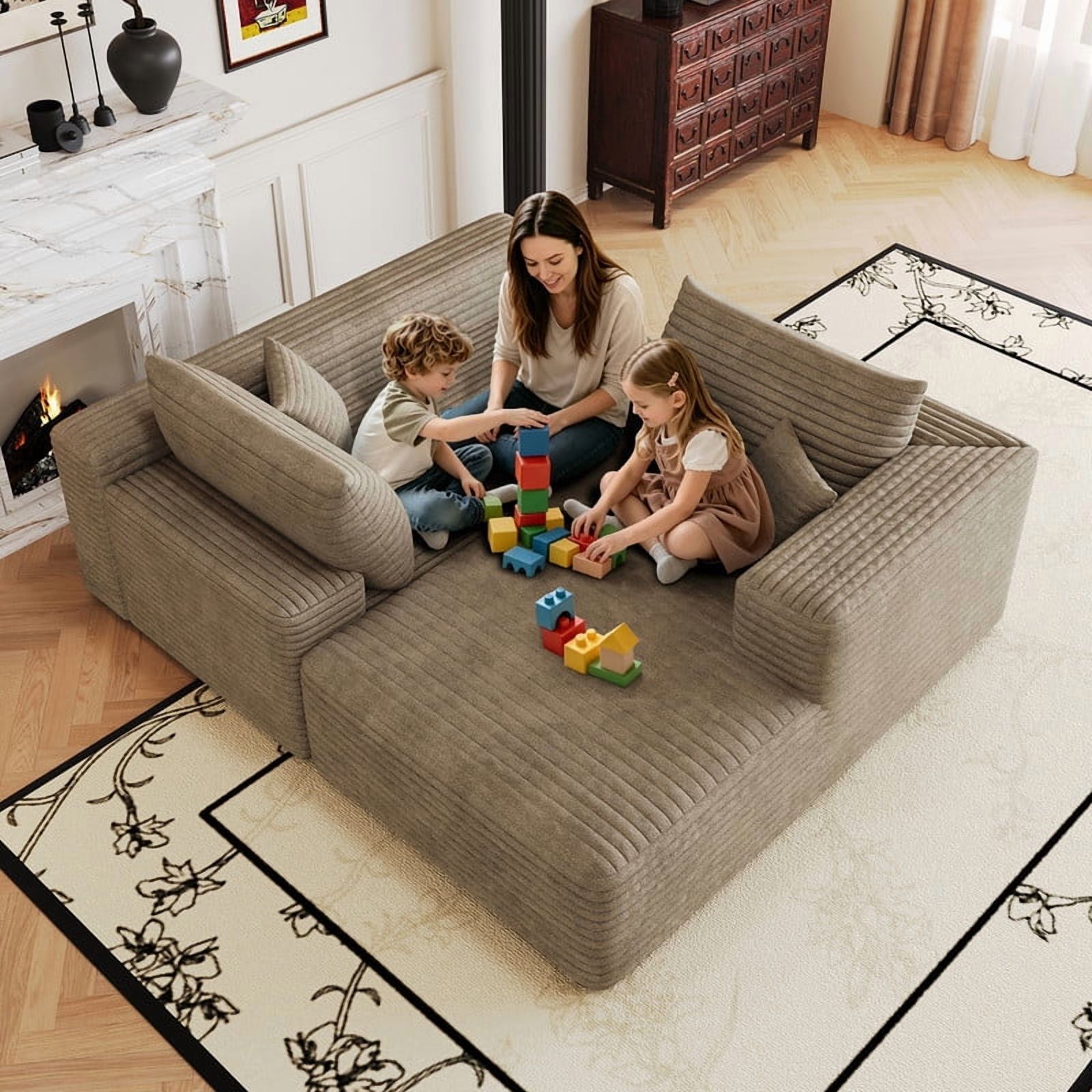103" Cloud Sectional Sofa, Modern L-Shaped Modular Couch with Chaise Lounge, Minimalist Comfort Deep Seat Sofa for Living Room, Apartment, Bedroom, No Assembly Required
