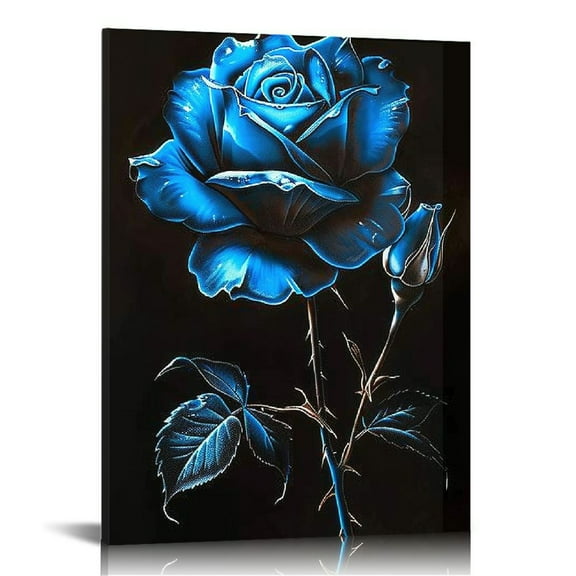 EastSmooth Canvas Print Wall Art Decor,Blue Rose Wall Art Print, Print Wall Decor, Suitable For Bedroom Living Room Hotel Home Wall