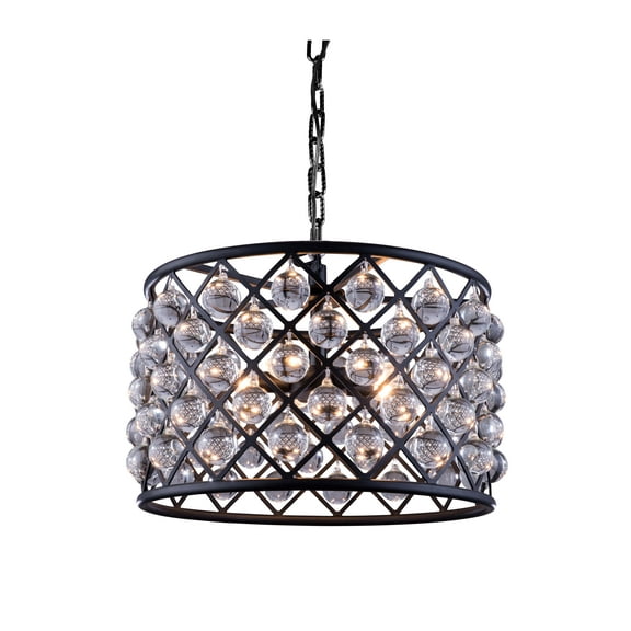 1204 Madison Collection Pendent lamp D:20" H:13" Lt:6 Mocha Brown Finish (Royal Cut Crystals)