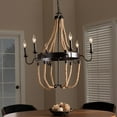 thumbnail image 3 of Baxton Studio Cassia Vintage Industrial Antique Style Hemp and Dark Bronze Metal 6 Light Chandelier, 3 of 6