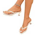 thumbnail image 5 of PiGOGI Women's Pointed Toe Heel Flip Flops Thong Non-Slip Comfortable Sandals Summer White 5.5, 5 of 8