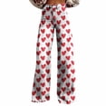 thumbnail image 2 of Delayuji Women's Pants Heart Printed Casual Wide Leg Pants Valentine's Day, 2 of 4