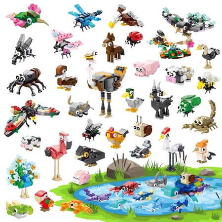 Faburo Animal Building Blocks Party Favors for Kids, 40 Pack Mini Building Toys Set, 999+ PCS STEM Goodie Bag Stuffers for Classroom Prizes, Easter Basket & Birthday Party Gifts