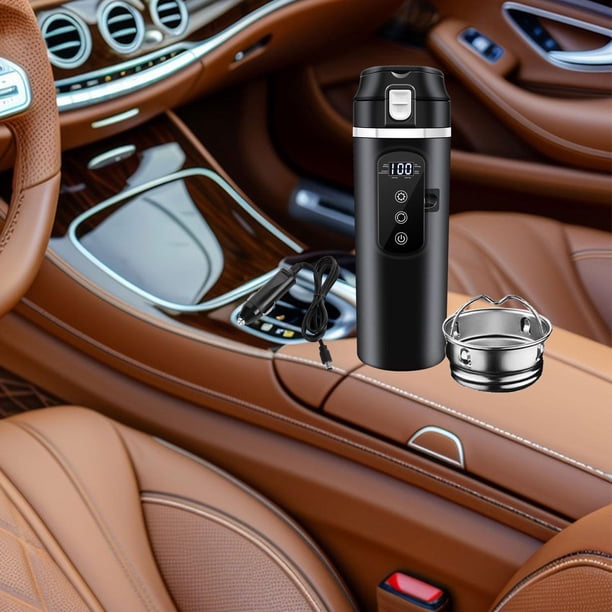 Hervidor de agua para coche, hervidor de viaje para coche, calentador portátil de acero inoxidable, calefacción inteligente, taza para coche, Hervidor negro