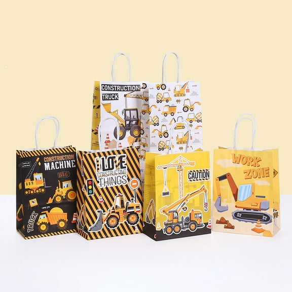 Excavator Printed Kraft Paper Bag Children's Day Gift Tote Bag Party Candy Handheld Packaging Bag
