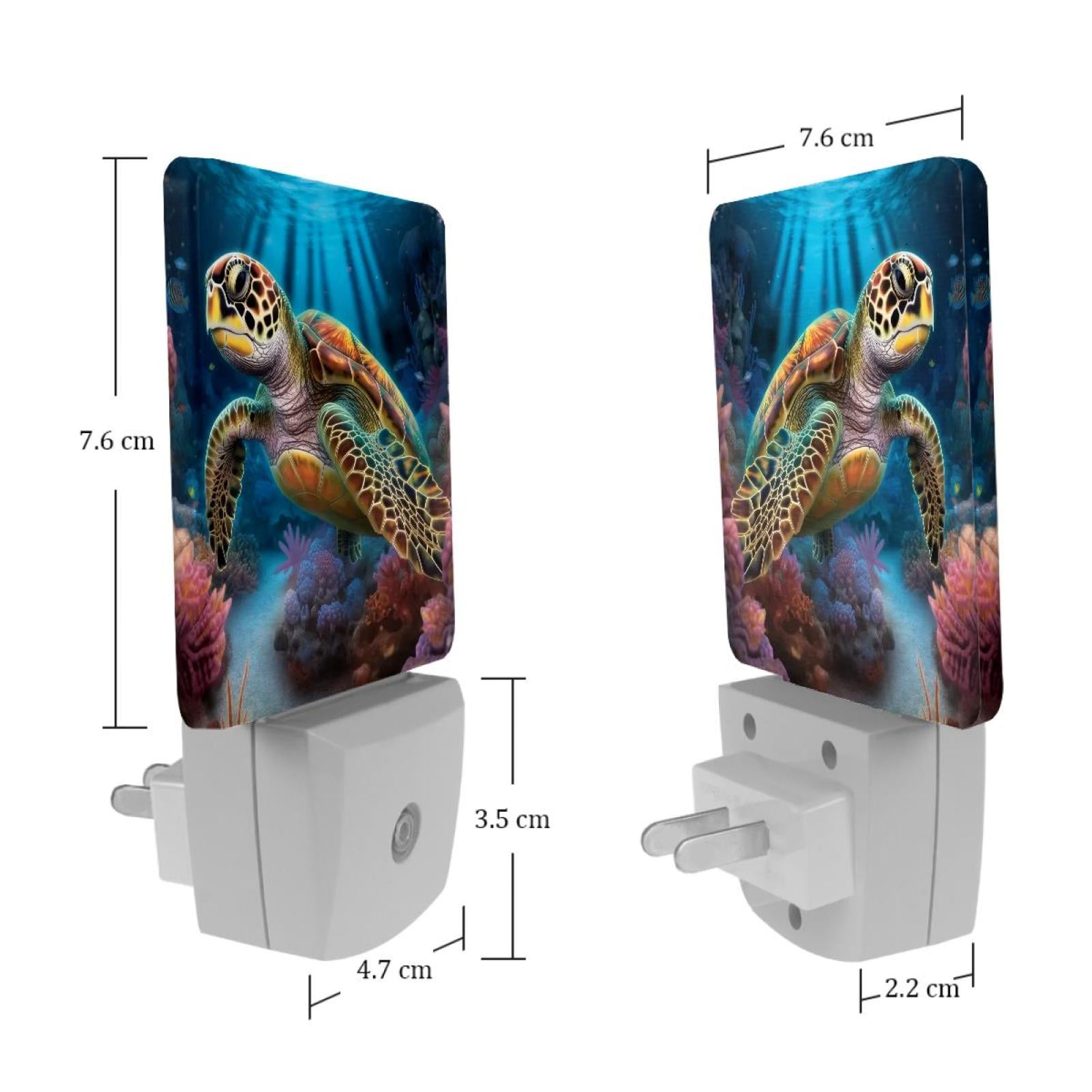 PhooArto Underwater World Sea Turtle Plug in LED Night Light Auto Sensor Dusk to Dawn Decorative Night for Bedroom, Bathroom, Kitchen, Hallway, Stairs, Baby's Room, Energy Saving