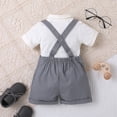 thumbnail image 5 of HCNTES Baby Boys Formal Suit Gentleman Set Short Sleeve Romper Suspenders Shorts Pants Bowtie Wedding Tuxedo Outfits, 5 of 7