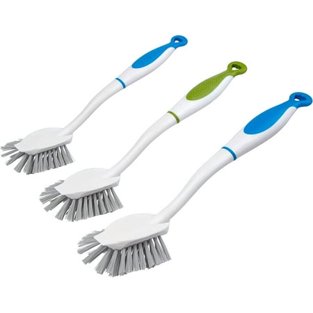 

Dish Brush with Long Handle Built-in Scraper Scrubbing Brush for Pans Pots Kitchen Sink Cleaning Pack of 3