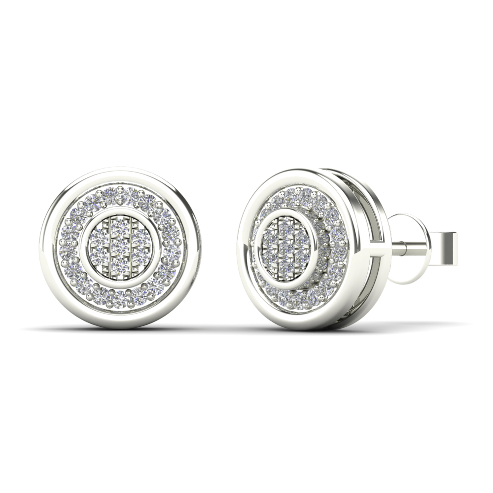 aaXia 14K White Gold 1/8ct. TDW Diamond Round Stud Earrings (H-I, I1-I2)