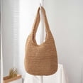 thumbnail image 2 of Sonducket Bolso de cesta de paja trenzada para mujer, reutilizable, informal, elegante, de Color sólido, con bolsillo con cremallera, para compras de Bolsas de mensajero y de hombro caqui oscuro Sonducket AP012119-02, 2 of 6